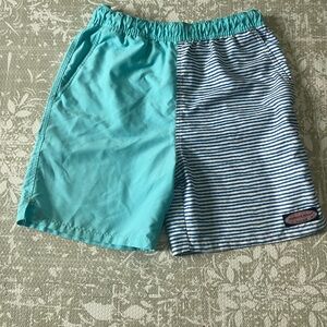 Vineyard Vines Turquoise and Navy Kids Swim Trunks